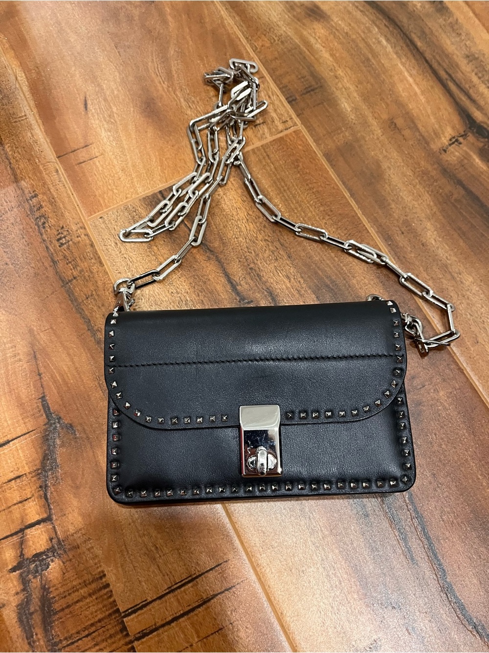 Valentino Garavani Rickstud Crossbody Bag with Silver Chain